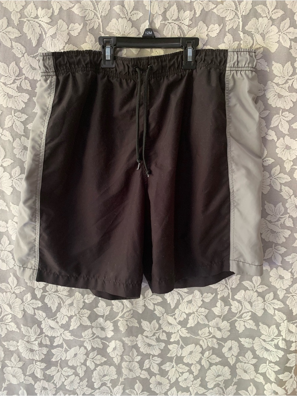 Trader Bay Black Swim Trunks with Light Gray Side Panels